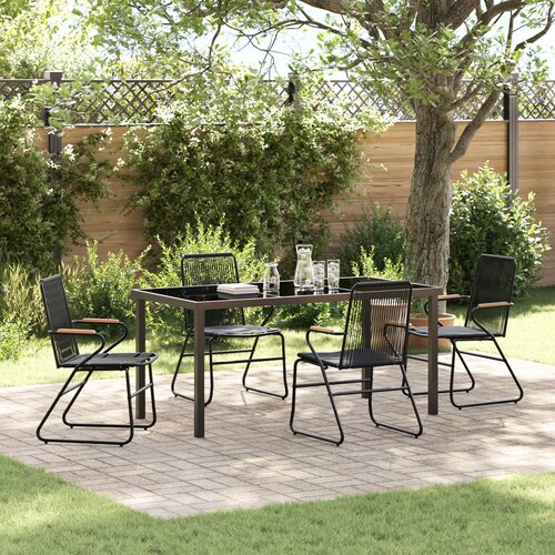 VidaXL 5-dijelni set vrtne blagovaonice crni PVC ratan Slike