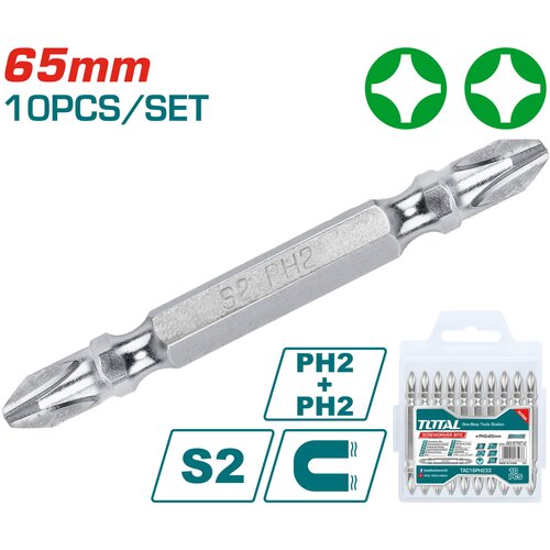 TOTAL TOOLS 10-delni set nastavkov za izvijač 65mm, serija INDUSTRIAL (TAC16PH233), (20849198) Slike
