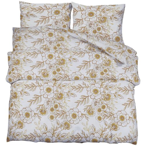 Maison Chic Komplet posteljnine - Posteljnina bela in rjava 200x220 cm bombaž, (21784940) Cene