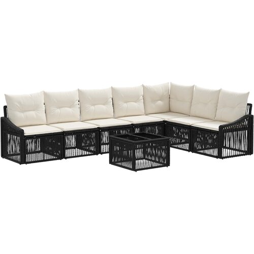vidaXL Vrtna sedežna garnitura 8 pcs Črna poli ratan, (5000272653) Cene