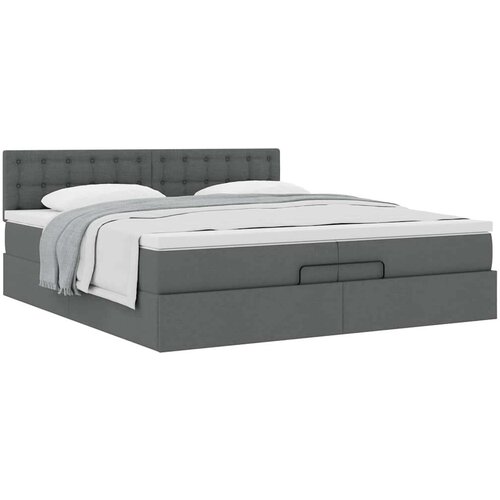 VidaXL Otomanski krevet s madracem tamnosivi 200x200 cm od tkanine Slike
