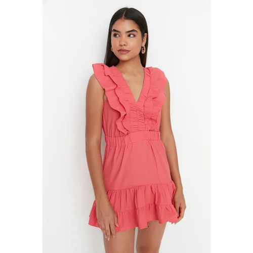 Trendyol Fuchsia Petite Ruffle Detailed Dress