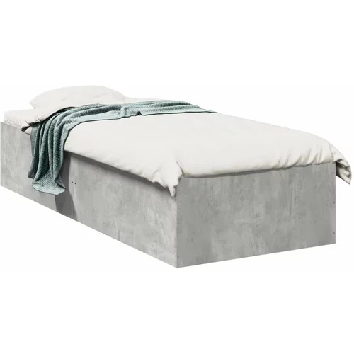 Okvir kreveta boja betona 75x190 cm od konstruiranog drva