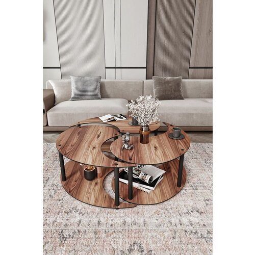 Hanah home Set klub stolova Yin Yang, 3 komada, Braon Cene