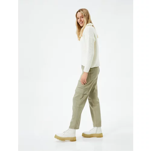 Koton Cargo Pants Straight Leg Pocket Detail Buttoned Cotton