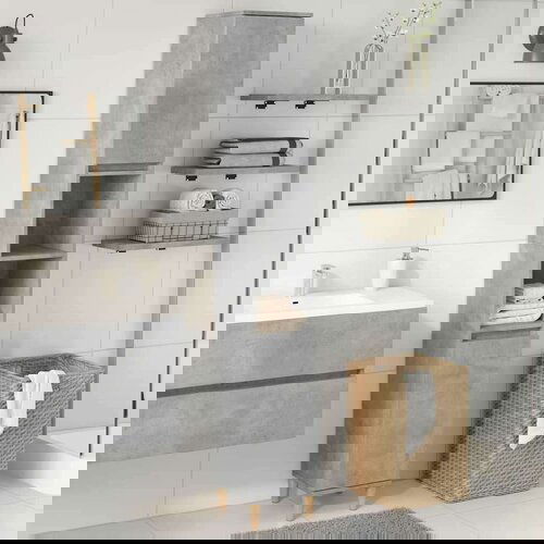 vidaXL Kopalniška omarica betonsko siva 30x30x190 cm inženirski les Cene