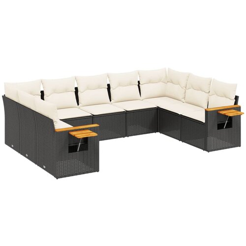  9-dijelni set vrtnih sofa s jastucima crni od poliratana Crna 85 x 62 x 69 cm Slike