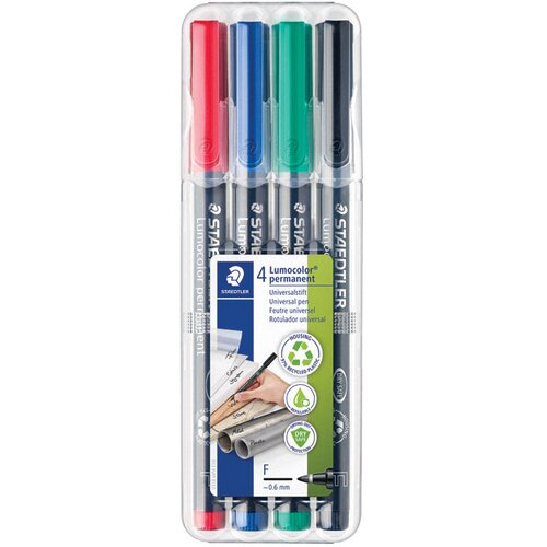  PERMANENTNI MARKER 0,6MM PK4 RECIKLIRANI LUMOCOLOR STAEDTLER 318 WP4 Slike