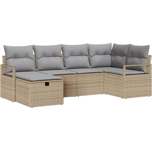  Set sofe 6 kom. 6-Broj sjedala Bež i svijetlo siva poliratan 232 x 122 x 85 cm Slike