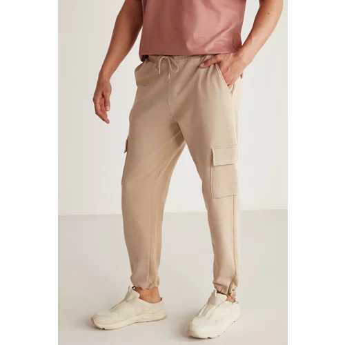 GRIMELANGE Jadon Men's Cargo Pocket Regular Fit 5-Pocket Sweatpants with Stopper Elastic Leg