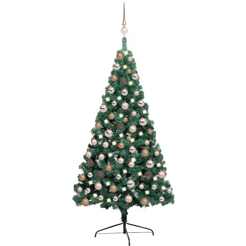  Umjetna osvijetljena polovica božićnog drvca zelena 120 cm Cene