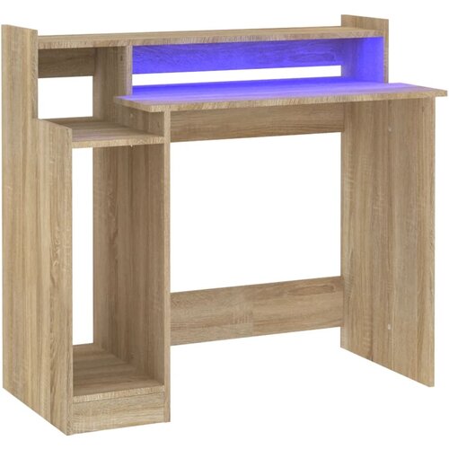 Maison Chic Pisalna miza - pisarniška miza - Računalniška miza z LED lučkami sonoma hrast 97x45x90 cm inž. les, (21785642) Cene