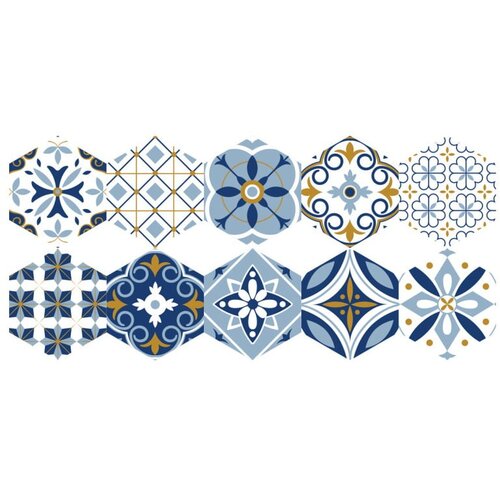 Ambiance Komplet 10 talnih nalepk Hexagons Jelilna, 20 x 18 cm Slike