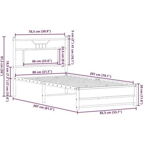 VidaXL okvir kreveta bez madraca smeđa boja hrasta 80x200 cm drveni Slike