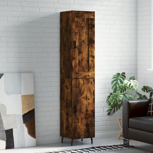  Visoka komoda dimljeni hrast 34,5x34x180cm konstruiranog drva Smeđa Cijene