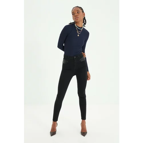 Trendyol Black Pocket Detailed High Waist Skinny Jeans