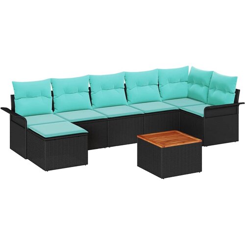 vidaXL Vrtna sedežna garnitura z blazino 8 pcs Črna poli ratan, (5000142903) Cene
