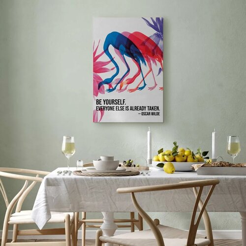  Slika - Colorful Flamingos - Inspirational Quote with Colorful Bird Silhouettes 20x30 Premium Print Slike