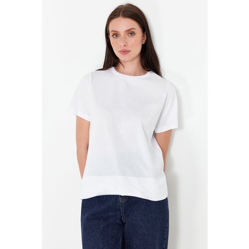 Trendyol white more sustainable 100% cotton regular/regular fit knitted t-shirt Slike