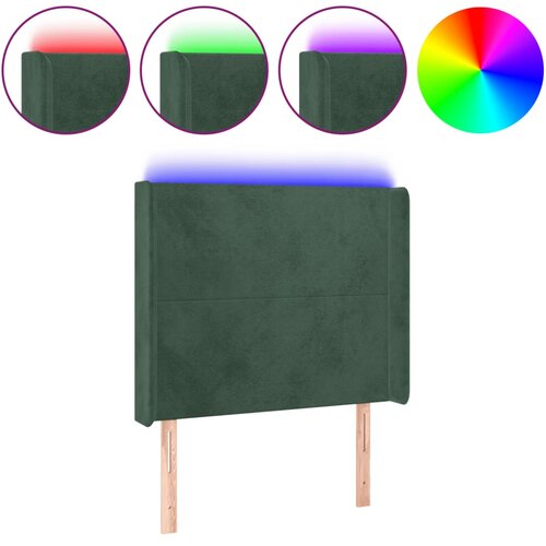 Maison Chic LED Posteljno vzglavje - Vzglavna omarica - Nočna omarica temno zeleno 103x16x118/128 cm žamet, (21708268) Cene