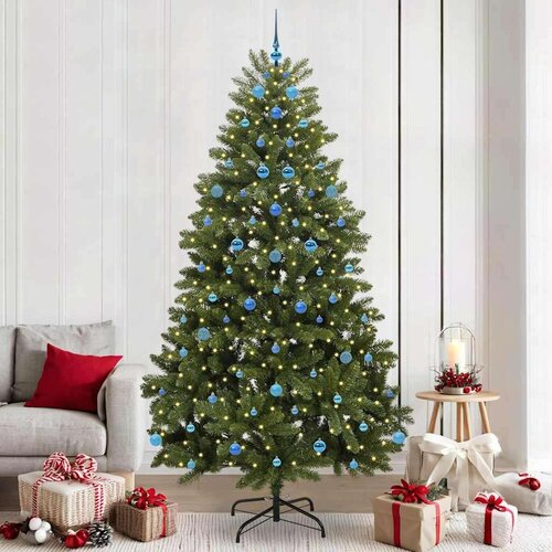 vidaXL Umjetno božićno drvce S LED lampica Zelena 240 cm PVC i metal Cijene