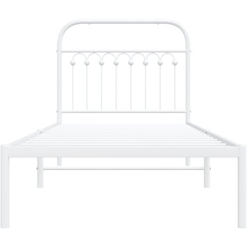  Metalni okvir za krevet s uzglavljem bijeli 90 x 190 cm Slike