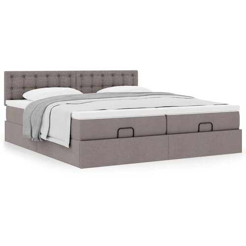 vidaXL Otomanski okvir kreveta s madracima smeđesivi 200x200cm tkanine Cene