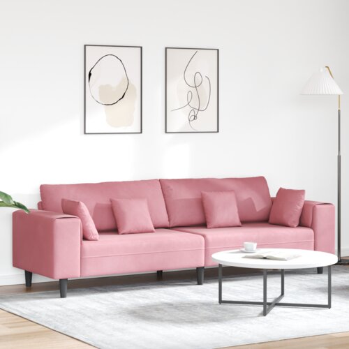  Baršunasta sofa s jastukom s jastukom Ružičasta 209 cm Baršun Cijene