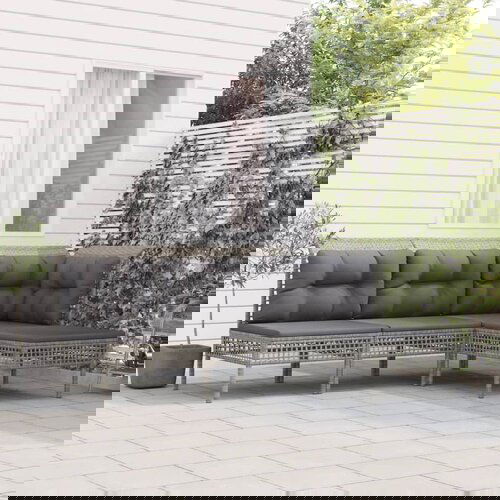  4-dijelna vrtna garnitura od poliratana s jastucima siva Cijene