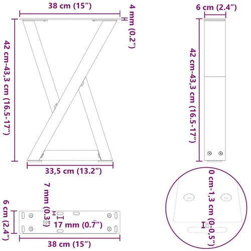  Noge za stolić za kavu 2 kom bijele 38x(42-43 3) cm čelik Slike