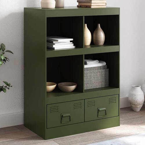 Visoka komoda maslinastozeleni 67 x 39 x 95 cm čelična Cijene