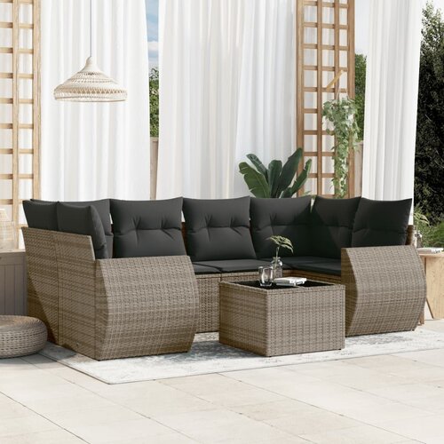  7-dijelni set vrtnih sofa sivi od poliratana Cijene