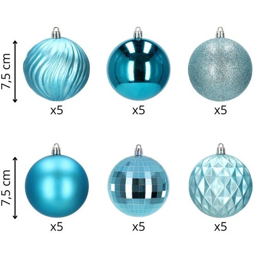  Set Božićnih kuglica 8 cm, 30 komada - Nijanse Plave Cene