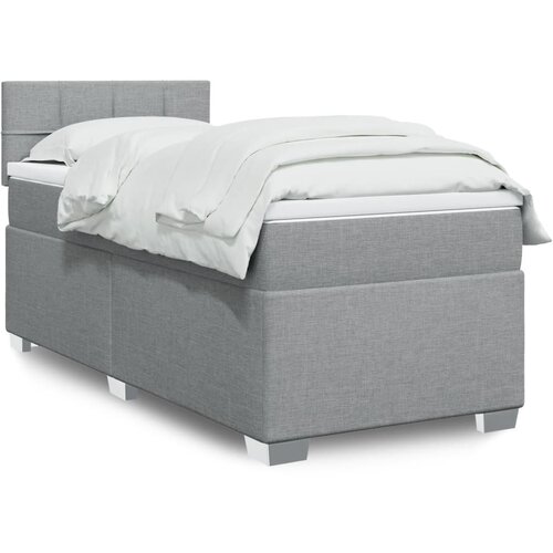 VidaXL Box spring postelja z vzmetnico svetlo siva 90x200 cm blago Slike