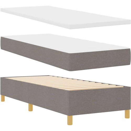  LED Box Spring Krevet Sivo-smeđa 80 x 200 cm tkanina Slike