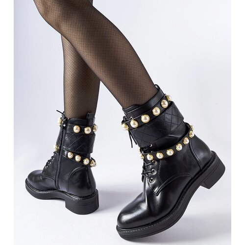 Gemre Black insulated ankle boots with pearls Normand Cene