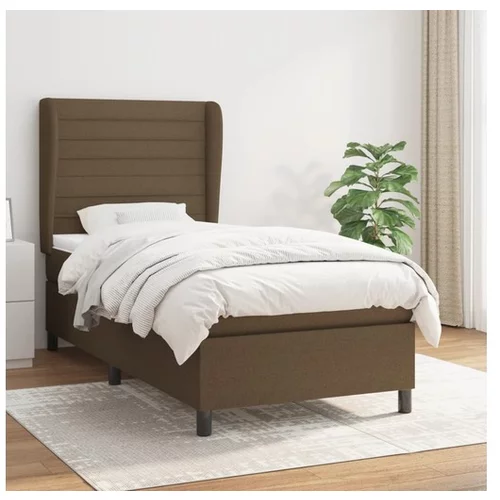  Box spring postelja z vzmetnico temno rjava 80x200 cm blago