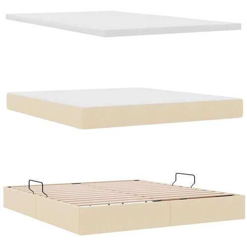  Krevet S LED lampica s uzglavljem Krema 180 x 200 cm tkanina Slike
