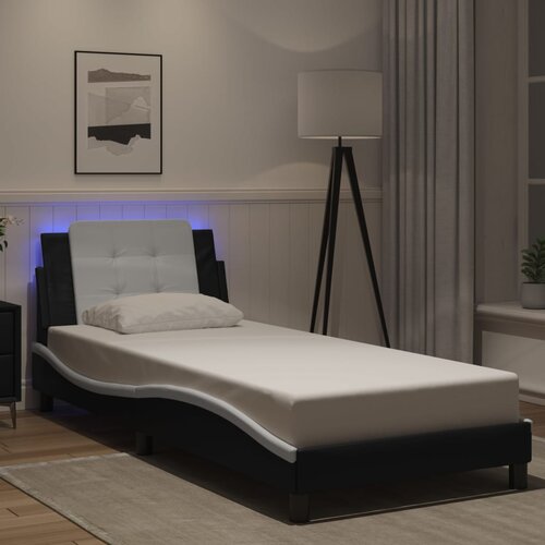 Furnova Posteljni okvir z LED lučkami črn bel 100x200 cm umetno usnje, (21939904) Slike
