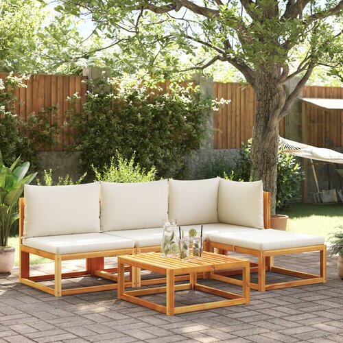 VidaXL 5-dijelna set vrtnih sofa od masivnog drva bagrema s jastucima Slike