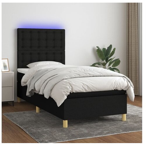  Box spring s madracem LED crni 90x200 cm od tkanine Cene