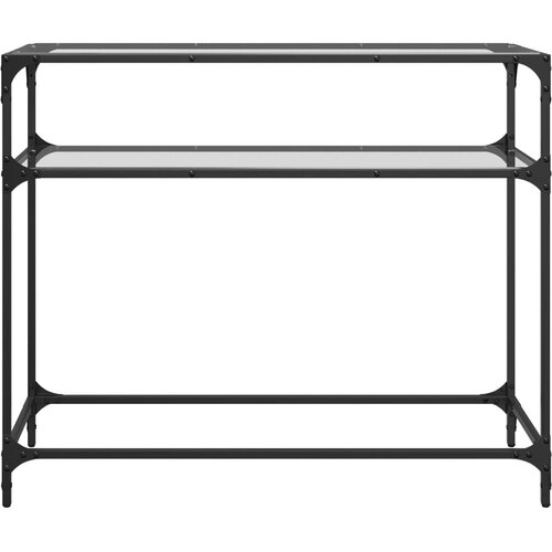  Stolić s prozirnom staklenom povr&amp;scaron;inom 98x35x81 cm čelik Slike