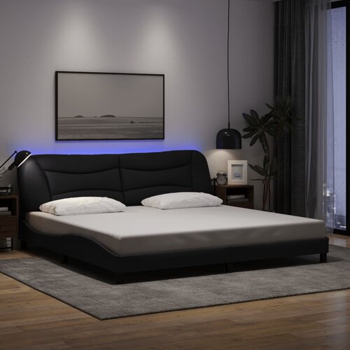  Okvir kreveta s LED-om bez madraca Hvar crni 200x200 cm od tkanine Cene