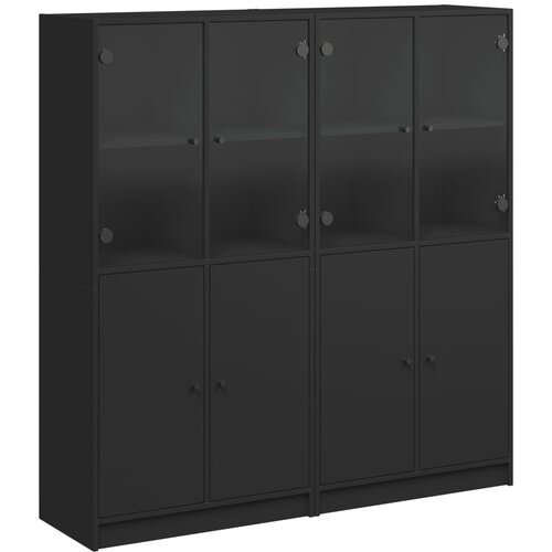 Maison Chic Knjižna omara - Knjižni regal z vrati črna 136x37x142 cm inženirski les, (21725443) Slike