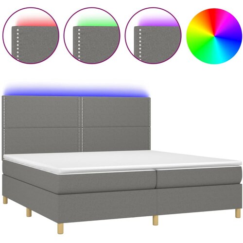 Maison Chic Box spring postelja - Vzmetna postelja z vzmetnico LED temno siva 200x200 cm blago SL22628, (21904411) Cene