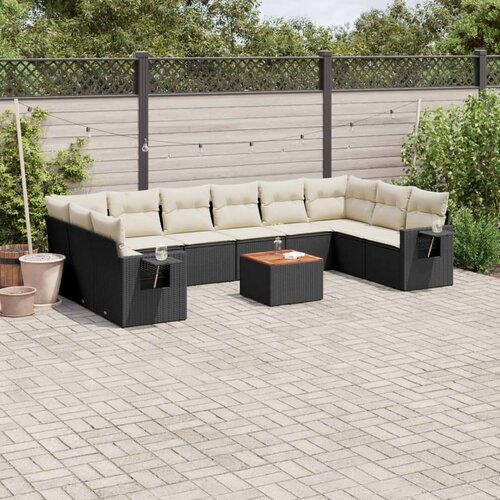  11-dijelni set vrtnih sofa od poliratana s jastucima crni Slike