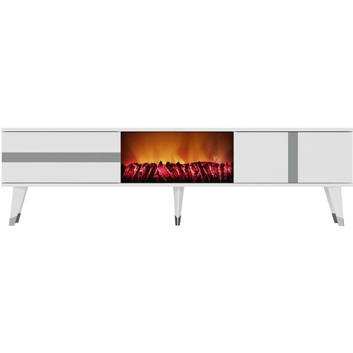 Hanah home Vania Fireplace - White, Silver WhiteSilver TV Stand Slike