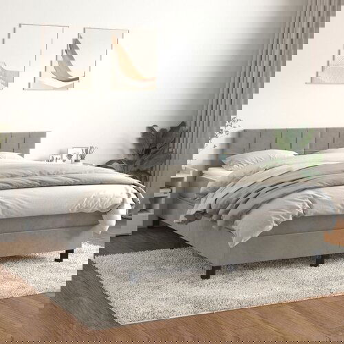 The Living Store Box spring postelja z vzmetnico svetlo siva 140x200 cm žamet - Box Spring Postelja, (21488756) Slike