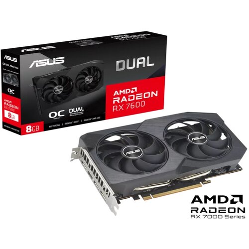 Asus Graficka karta DUAL-RX7600-08G-V2 AMD/8GB/GDDR6/128bit/crna Slike