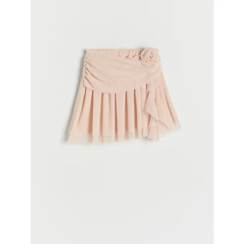 Reserved - Asimetrična suknja s detaljem u obliku cvijeta - pastelnoružičasto